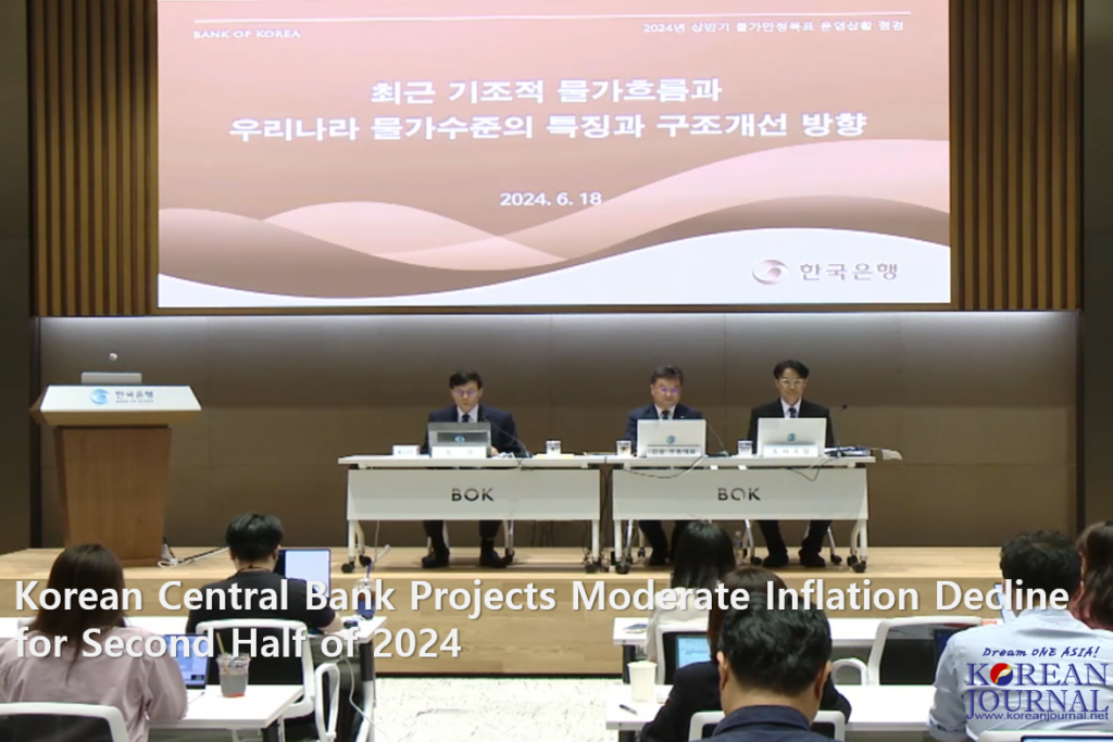 Korean Central Bank Projects Moderate Inflation Decline for Second Half of 2024