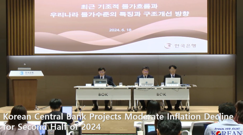 Korean Central Bank Projects Moderate Inflation Decline for Second Half of 2024